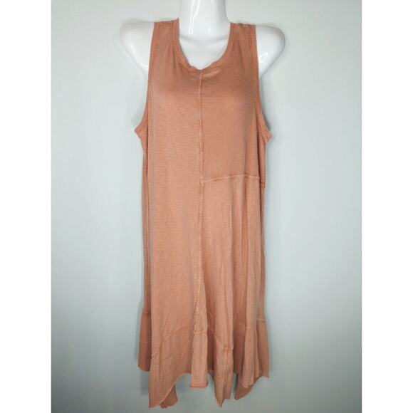 New Directions Women's Shark Bite Hem Shirt Dress Orange Large NWT Coastal Beach - Picture 1 of 8